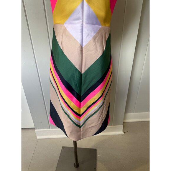 J.Crew Collection Halter Chevron Stripe Dress Size 0 Multicolor Satin - Picture 8 of 11